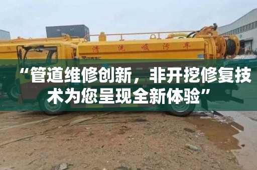 “管道维修创新，非开挖修复技术为您呈现全新体验”