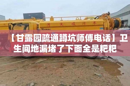 【甘露园疏通蹲坑师傅电话】卫生间地漏堵了下面全是粑粑