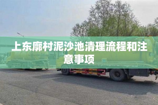 上东廓村泥沙池清理流程和注意事项