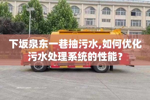 下坂泉东一巷抽污水,如何优化污水处理系统的性能？