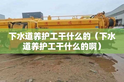 下水道养护工干什么的（下水道养护工干什么的啊）