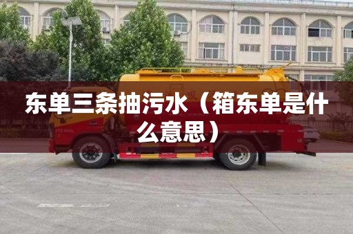 东单三条抽污水（箱东单是什么意思）
