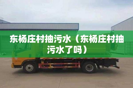 东杨庄村抽污水（东杨庄村抽污水了吗）