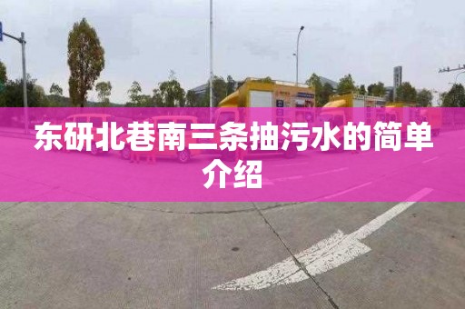 东研北巷南三条抽污水的简单介绍