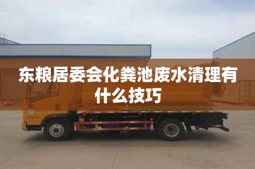东粮居委会化粪池废水清理有什么技巧