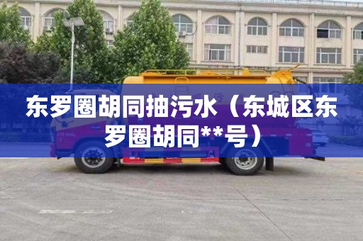 东罗圈胡同抽污水（东城区东罗圈胡同**号）