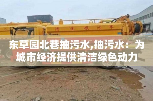 东草园北巷抽污水,抽污水：为城市经济提供清洁绿色动力