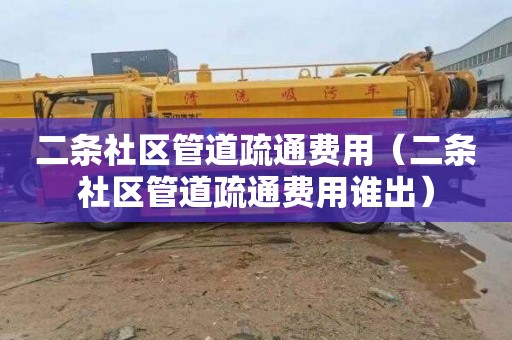 二条社区管道疏通费用（二条社区管道疏通费用谁出）