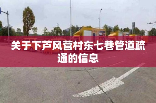 关于下芦风营村东七巷管道疏通的信息