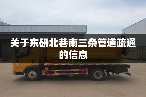 关于东研北巷南三条管道疏通的信息