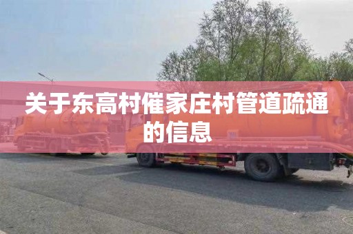 关于东高村催家庄村管道疏通的信息