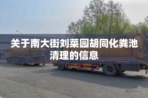 关于南大街刘菜园胡同化粪池清理的信息