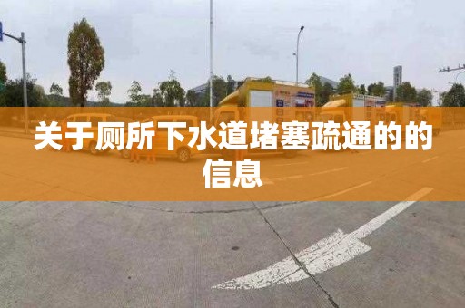 关于厕所下水道堵塞疏通的的信息