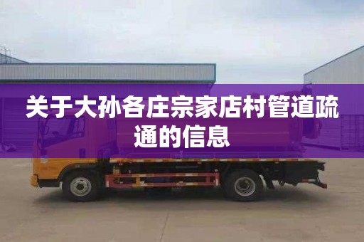 关于大孙各庄宗家店村管道疏通的信息