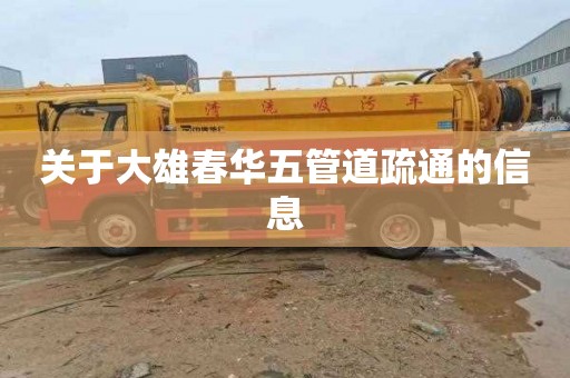 关于大雄春华五管道疏通的信息