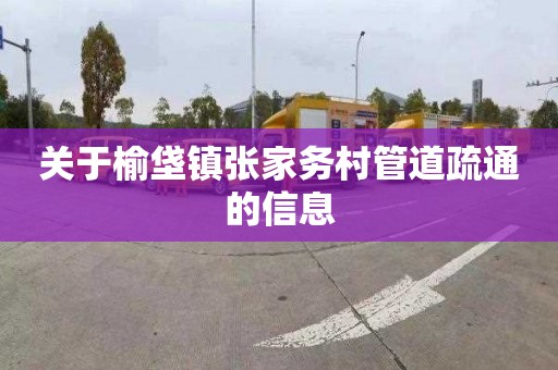 关于榆垡镇张家务村管道疏通的信息