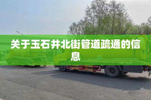 关于玉石井北街管道疏通的信息