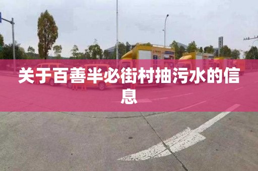 关于百善半必街村抽污水的信息