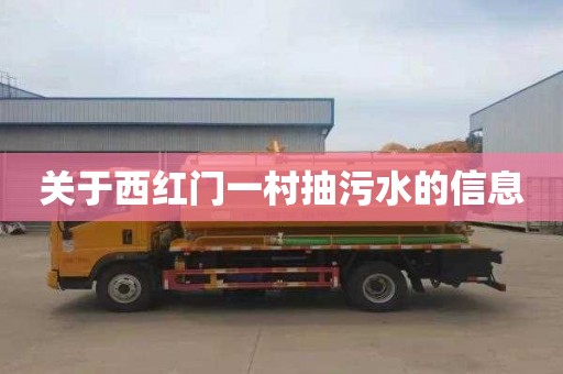 关于西红门一村抽污水的信息