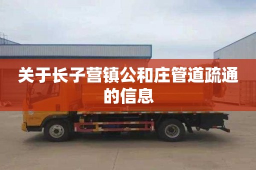 关于长子营镇公和庄管道疏通的信息