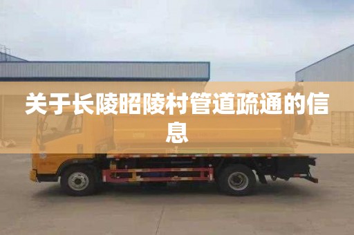 关于长陵昭陵村管道疏通的信息