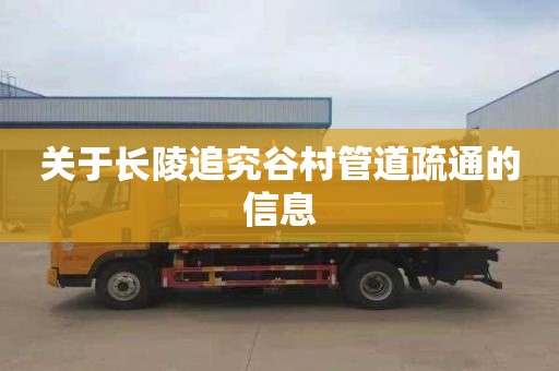 关于长陵追究谷村管道疏通的信息