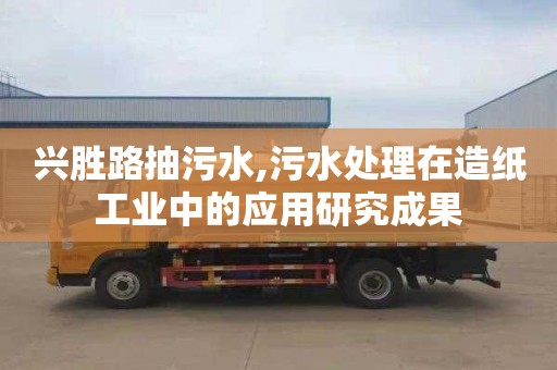 兴胜路抽污水,污水处理在造纸工业中的应用研究成果