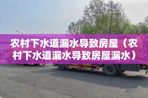 农村下水道漏水导致房屋（农村下水道漏水导致房屋漏水）