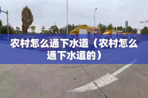农村怎么通下水道（农村怎么通下水道的）