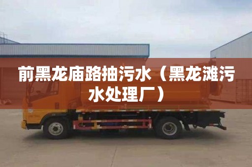 前黑龙庙路抽污水（黑龙滩污水处理厂）