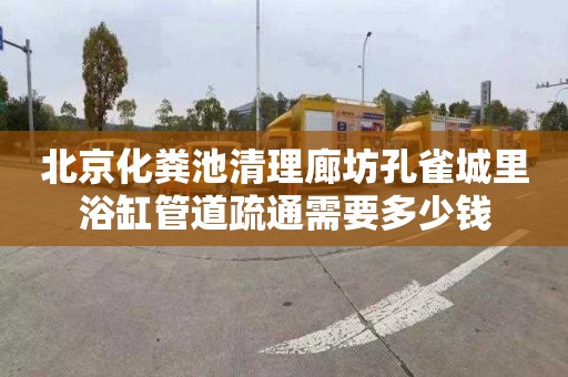 北京化粪池清理廊坊孔雀城里浴缸管道疏通需要多少钱