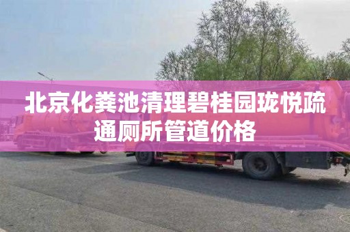 北京化粪池清理碧桂园珑悦疏通厕所管道价格