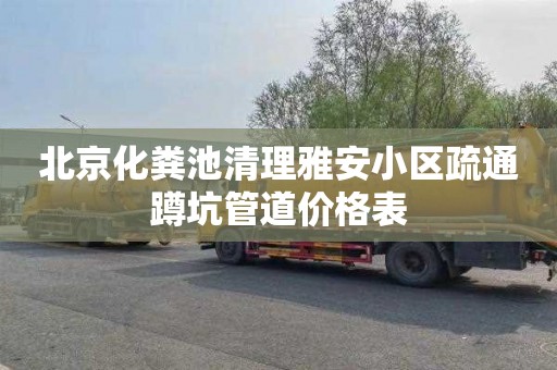 北京化粪池清理雅安小区疏通蹲坑管道价格表