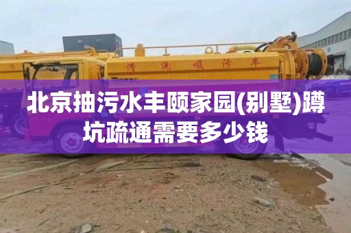 北京抽污水丰颐家园(别墅)蹲坑疏通需要多少钱