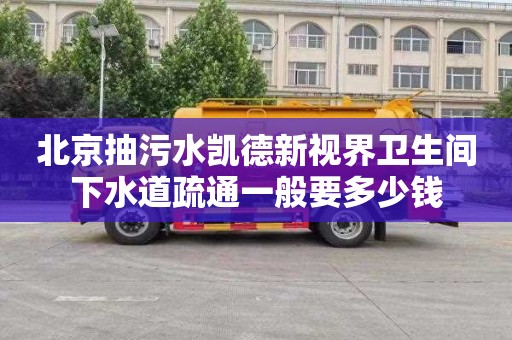 北京抽污水凯德新视界卫生间下水道疏通一般要多少钱