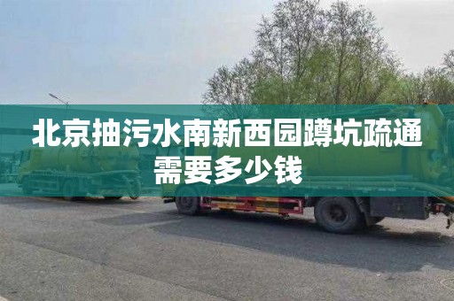 北京抽污水南新西园蹲坑疏通需要多少钱