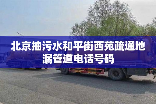 北京抽污水和平街西苑疏通地漏管道电话号码