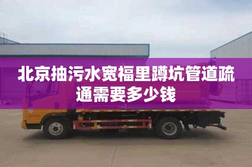 北京抽污水宽福里蹲坑管道疏通需要多少钱