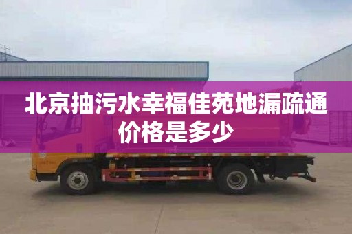 北京抽污水幸福佳苑地漏疏通价格是多少