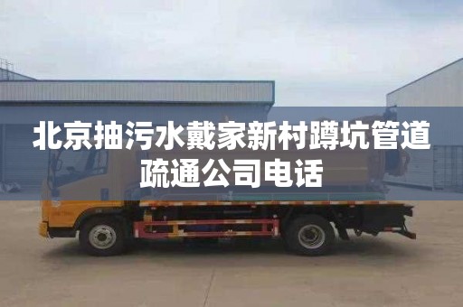 北京抽污水戴家新村蹲坑管道疏通公司电话