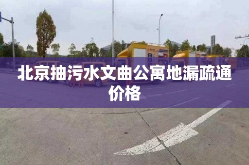 北京抽污水文曲公寓地漏疏通价格