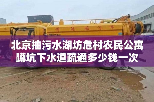 北京抽污水湖坊危村农民公寓蹲坑下水道疏通多少钱一次