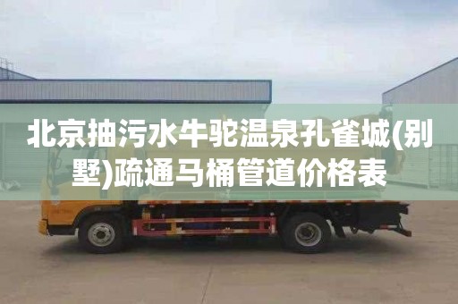 北京抽污水牛驼温泉孔雀城(别墅)疏通马桶管道价格表