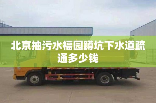 北京抽污水福园蹲坑下水道疏通多少钱