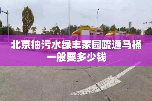 北京抽污水绿丰家园疏通马桶一般要多少钱