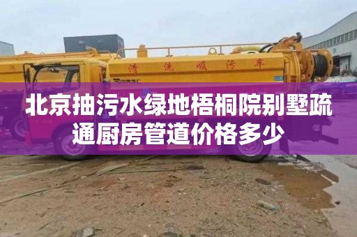 北京抽污水绿地梧桐院别墅疏通厨房管道价格多少
