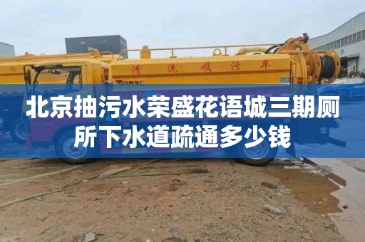 北京抽污水荣盛花语城三期厕所下水道疏通多少钱