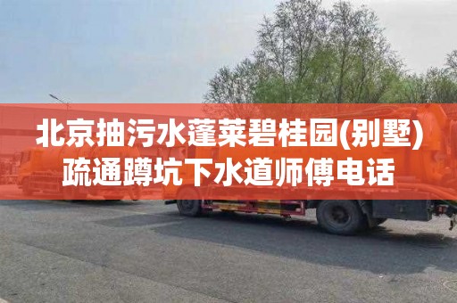 北京抽污水蓬莱碧桂园(别墅)疏通蹲坑下水道师傅电话