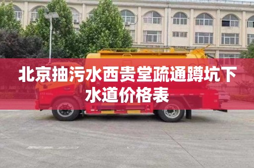 北京抽污水西贵堂疏通蹲坑下水道价格表