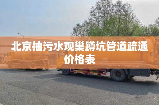 北京抽污水观巢蹲坑管道疏通价格表